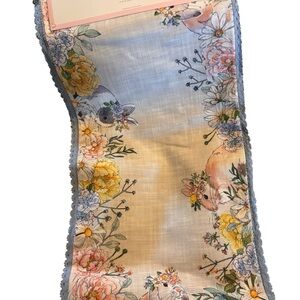 Floral Cupcakes and Cashmere Bunny Floral Table Runner NWT Easter Spring